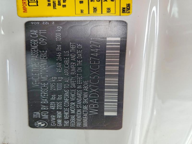 69375156 :رقم المزاد ، WBADX7C5XCE744271 vin ، 2012 Bmw 335 مزاد بيع
