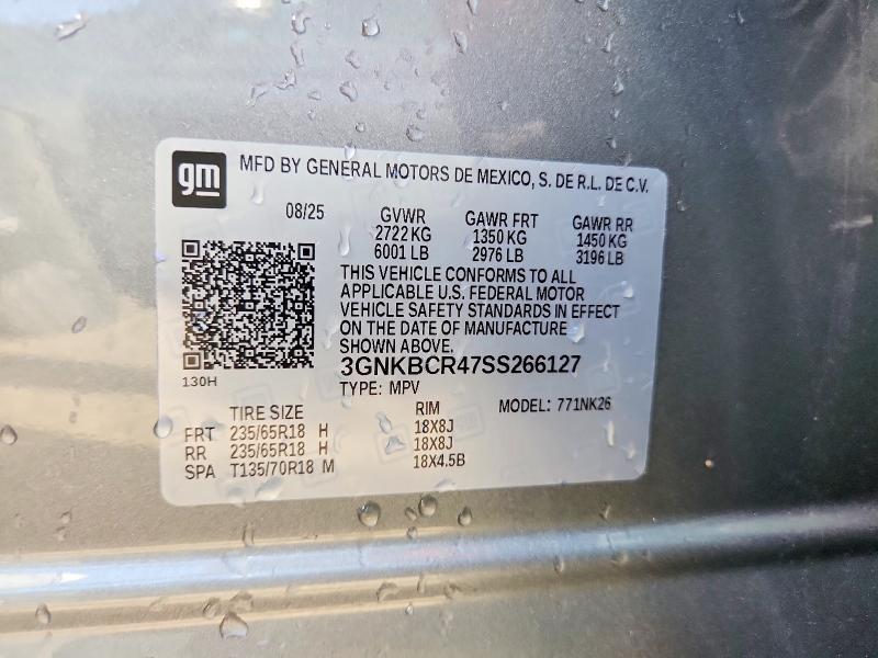 Продаж на аукціоні авто 2025 Chevrolet Blazer, vin: 3GNKBCR47SS266127, номер лоту: 70184396