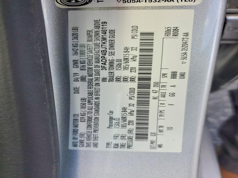 Продаж на аукціоні авто 2019 Ford Fiesta, vin: 3FADP4BJ7KM146119, номер лоту: 68502796