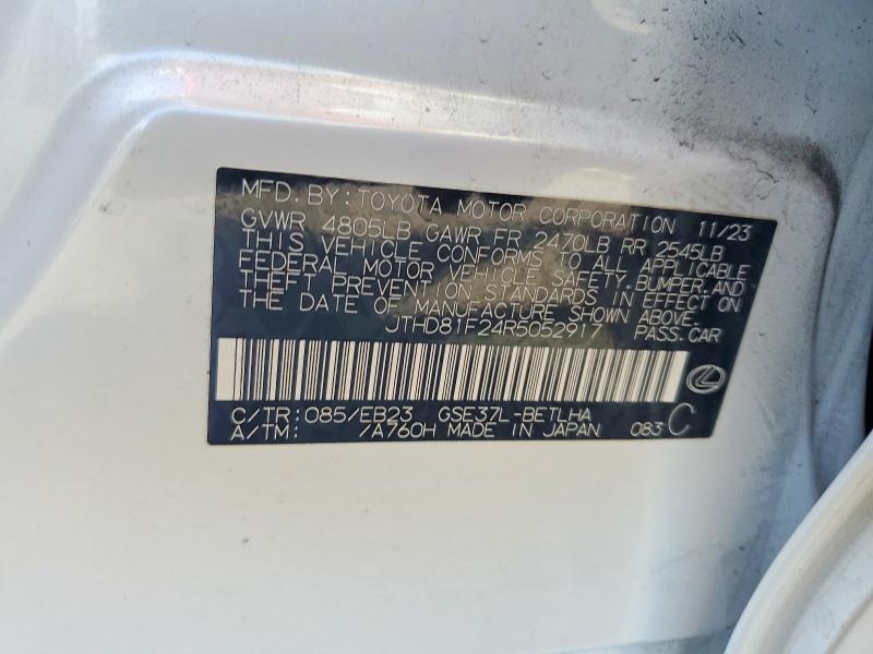69417266 :رقم المزاد ، JTHD81F24R5052917 vin ، 2024 Lexus Is 300 مزاد بيع
