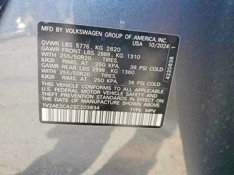 Продаж на аукціоні авто 2025 Volkswagen Atlas Cross Sport, vin: 1V2AE2CA2SC203834, номер лоту: 68995046