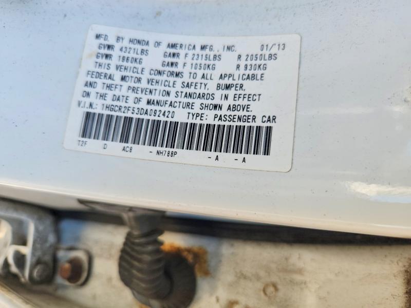 68343196 :رقم المزاد ، 1HGCR2F53DA092420 vin ، 2013 Honda Accord مزاد بيع