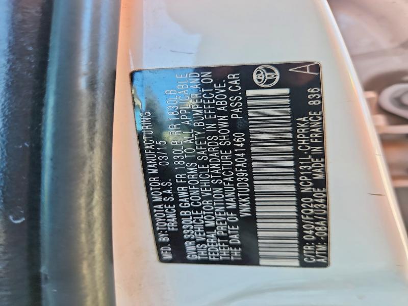 Aukcja sprzedaży 2015 Toyota Yaris, vin: VNKKTUD39FA041460, numer aukcji: 68687866