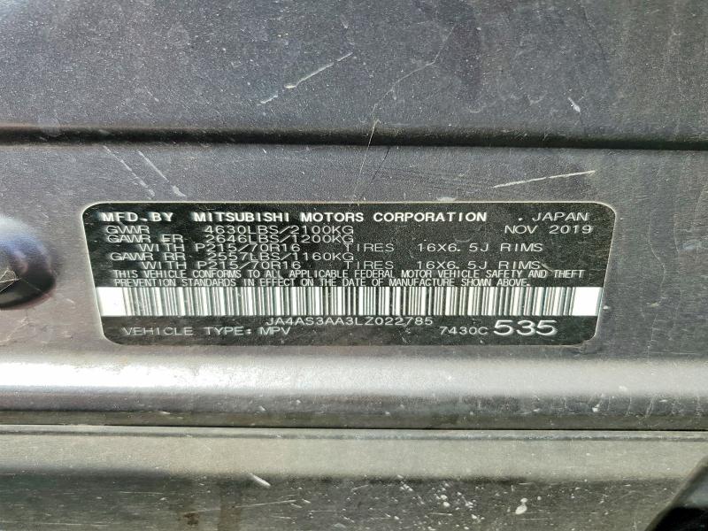 69453906 :رقم المزاد ، JA4AS3AA3LZ022785 vin ، 2020 Mitsubishi Eclipse Cross مزاد بيع