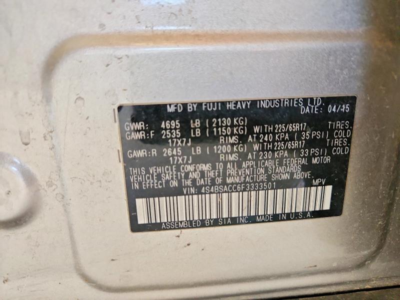 Aukcja sprzedaży 2015 Subaru Outback, vin: 4S4BSACC6F3333501, numer aukcji: 69922176