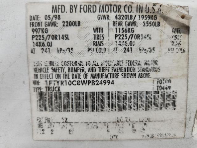 Продажа на аукционе авто 1998 Ford Ranger, vin: 1FTYR10C8WPB24994, номер лота: 70736306