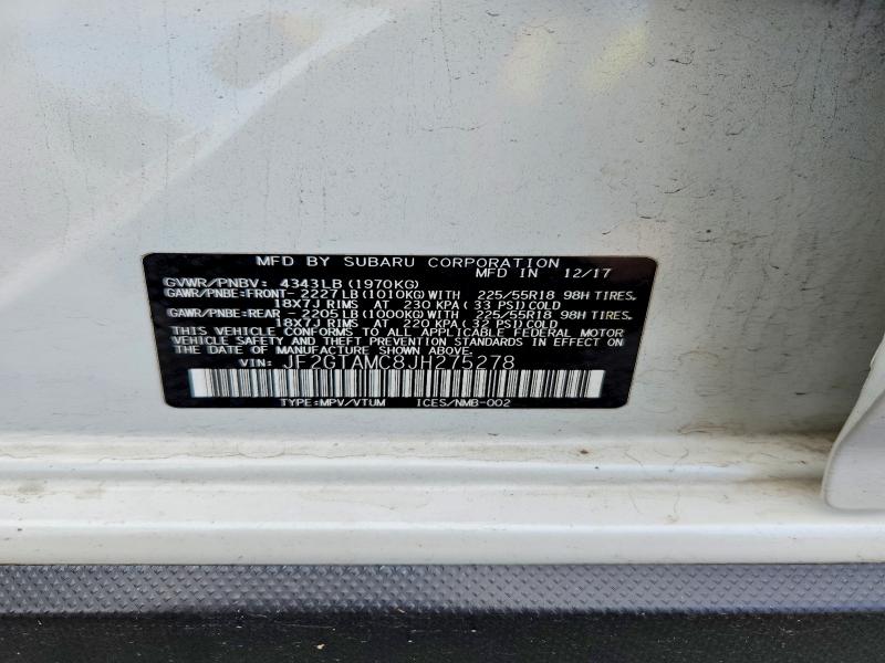 2018 Subaru Crosstrek მანქანა იყიდება აუქციონზე, vin: JF2GTAMC8JH275278, აუქციონის ნომერი: 68839966