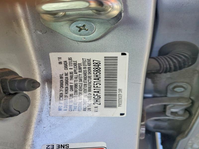 Aukcja sprzedaży 2010 Honda Civic, vin: 2HGFA1F51AH588487, numer aukcji: 68996586