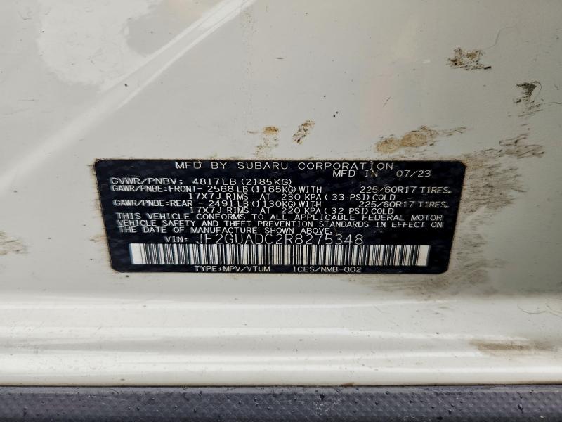2024 Subaru Crosstrek მანქანა იყიდება აუქციონზე, vin: JF2GUADC2R8275348, აუქციონის ნომერი: 69032196