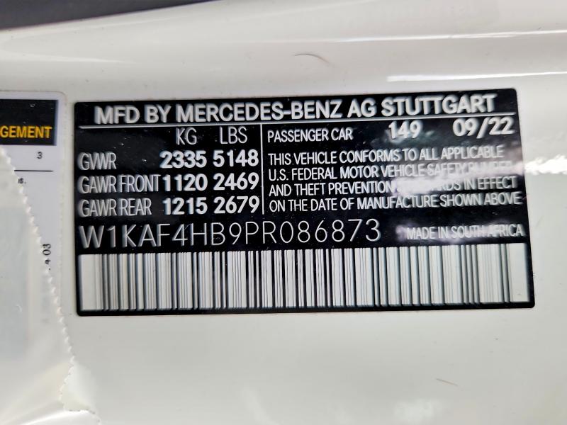 67335186 :رقم المزاد ، W1KAF4HB9PR086873 vin ، 2023 Mercedes-benz C مزاد بيع