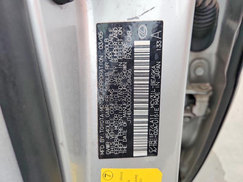 Aukcja sprzedaży 2005 Lexus Es, vin: JTHBA30G055108406, numer aukcji: 67726276