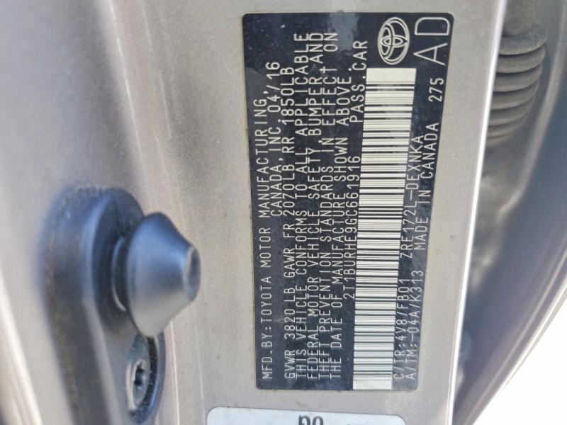 Продажа на аукционе авто 2016 Toyota Corolla L Manual, vin: 2T1BURHE9GC661916, номер лота: 70206976