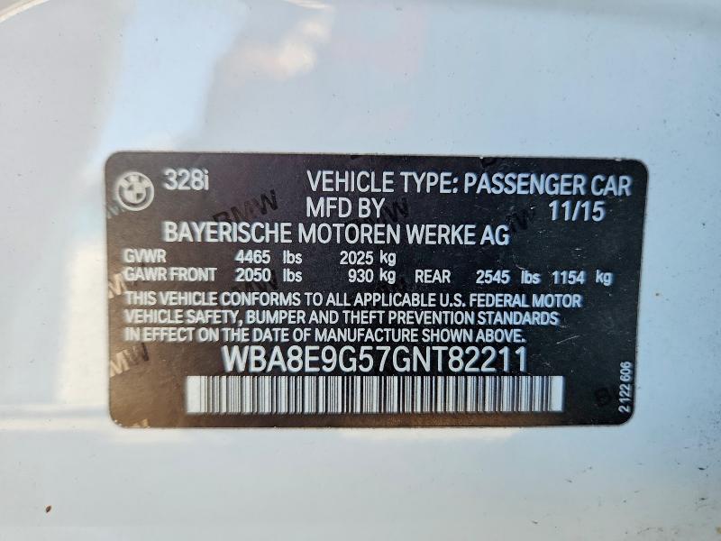 Продаж на аукціоні авто 2016 Bmw 328, vin: WBA8E9G57GNT82211, номер лоту: 69552946