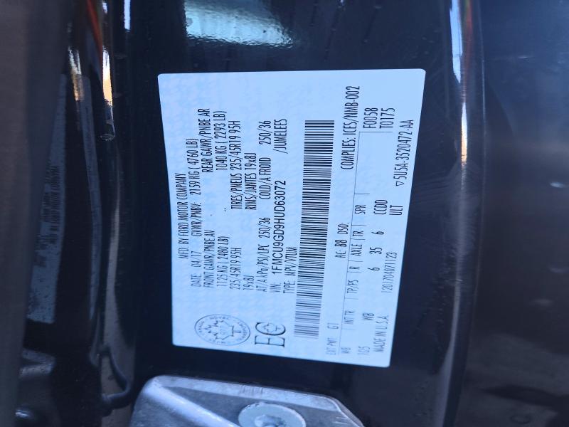 70364716 :رقم المزاد ، 1FMCU9GD9HUD63072 vin ، 2017 Ford Escape مزاد بيع
