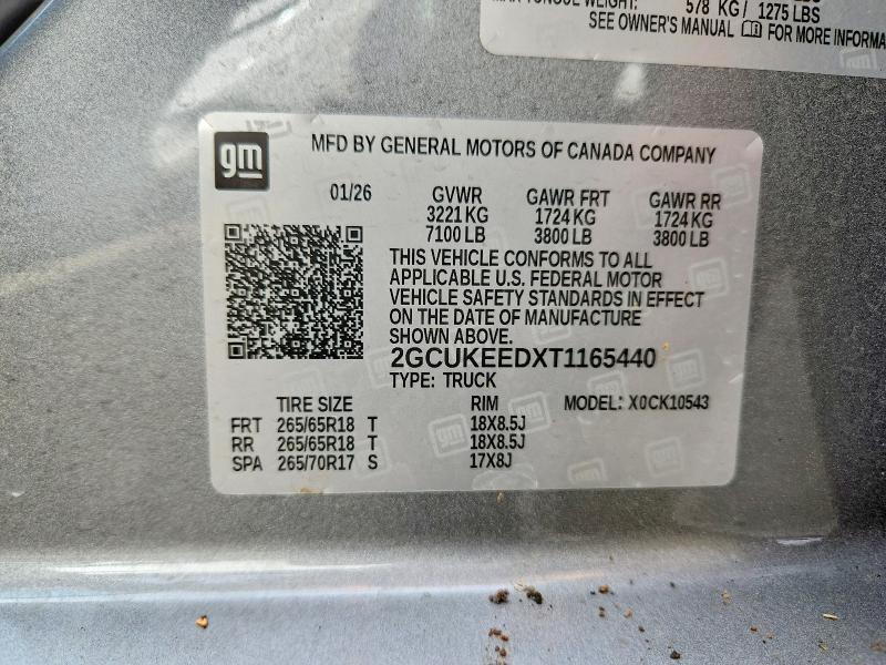 2026 Chevrolet Silverado მანქანა იყიდება აუქციონზე, vin: 2GCUKEEDXT1165440, აუქციონის ნომერი: 69806886