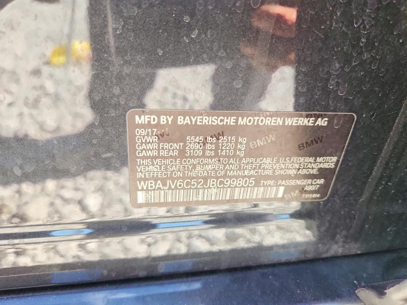 70935296 :رقم المزاد ، WBAJV6C52JBC99805 vin ، 2018 Bmw 640 مزاد بيع