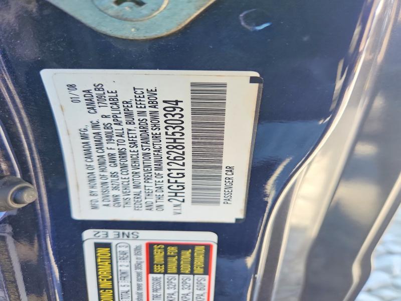 Продажа на аукционе авто 2008 Honda Civic, vin: 2HGFG12628H530394, номер лота: 69567756