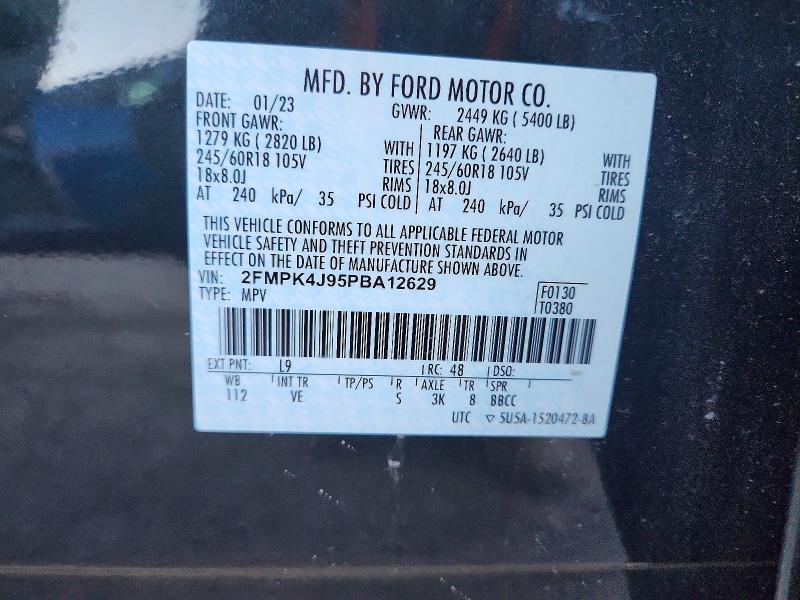 67166686 :رقم المزاد ، 2FMPK4J95PBA12629 vin ، 2023 Ford Edge مزاد بيع