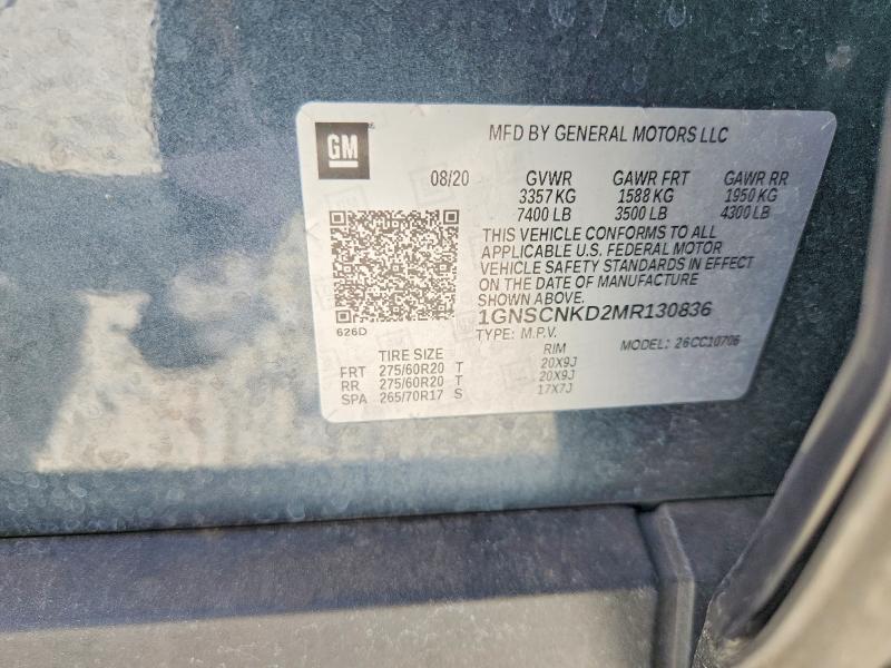 Aukcja sprzedaży 2021 Chevrolet Tahoe, vin: 1GNSCNKD2MR130836, numer aukcji: 67315266