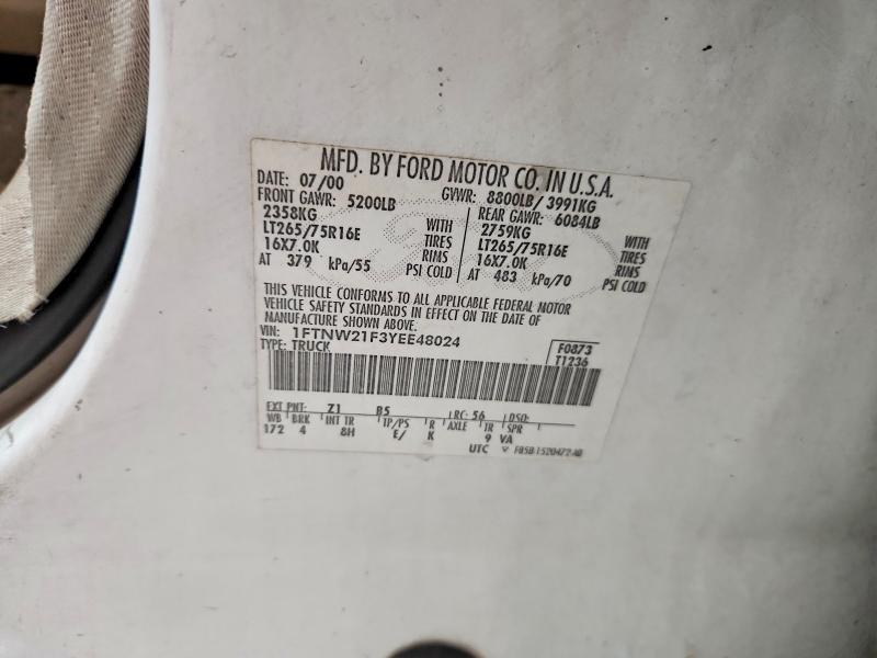 Aukcja sprzedaży 2000 Ford F250, vin: 1FTNW21F3YEE48024, numer aukcji: 69667486