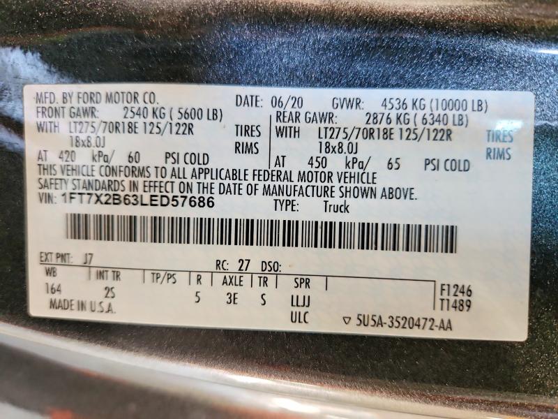 Продаж на аукціоні авто 2020 Ford F250, vin: 1FT7X2B63LED57686, номер лоту: 67508446