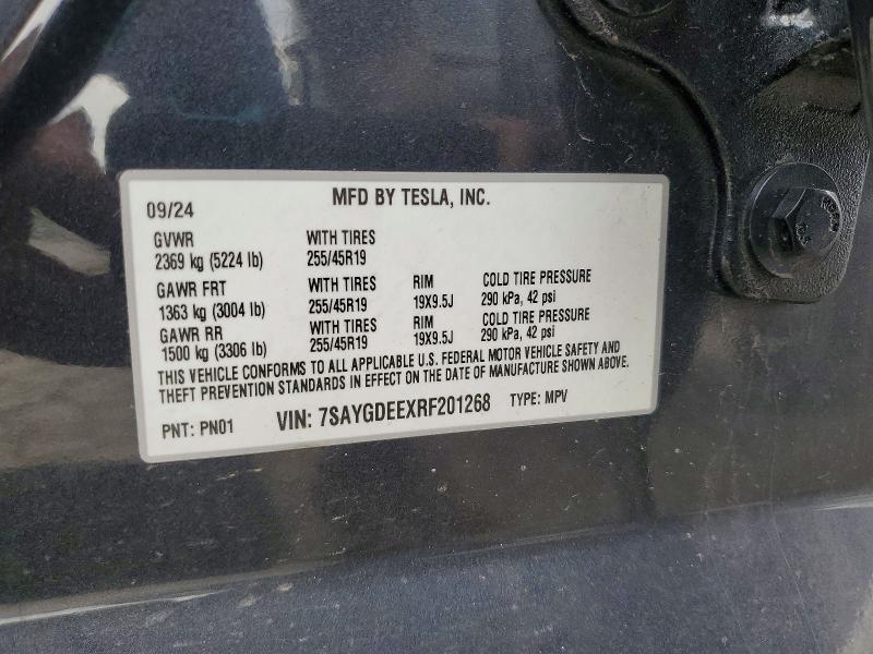 Продаж на аукціоні авто 2024 Tesla Model Y, vin: 7SAYGDEEXRF201268, номер лоту: 67320656