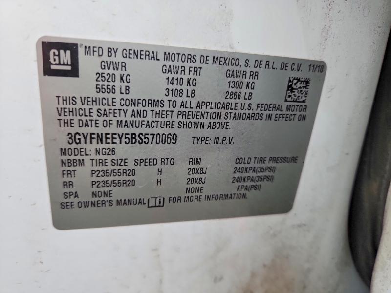 2011 Cadillac Srx მანქანა იყიდება აუქციონზე, vin: 3GYFNEEY5BS570069, აუქციონის ნომერი: 68839316