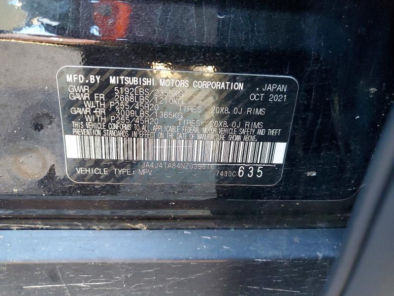 Продажа на аукционе авто 2022 Mitsubishi Outlander, vin: JA4J4TA84NZ039816, номер лота: 68071756