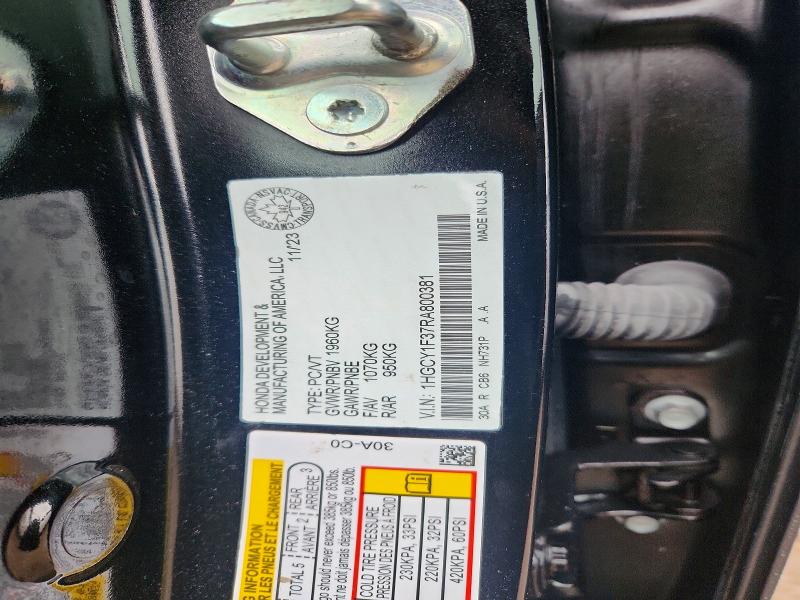 Продаж на аукціоні авто 2024 Honda Accord, vin: 1HGCY1F37RA800381, номер лоту: 67704926