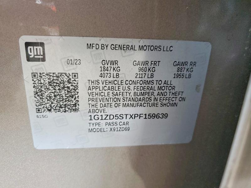 Aukcja sprzedaży 2023 Chevrolet Malibu, vin: 1G1ZD5STXPF159639, numer aukcji: 70541126