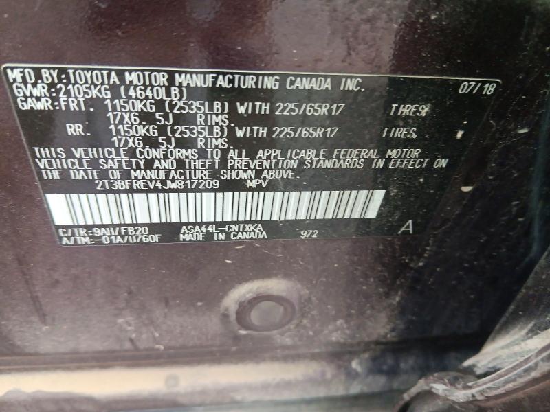 Продаж на аукціоні авто 2018 Toyota Rav4, vin: 2T3BFREV4JW817209, номер лоту: 68993076