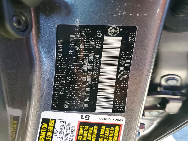Aukcja sprzedaży 2020 Toyota Camry, vin: 4T1L11AK8LU323740, numer aukcji: 69783446