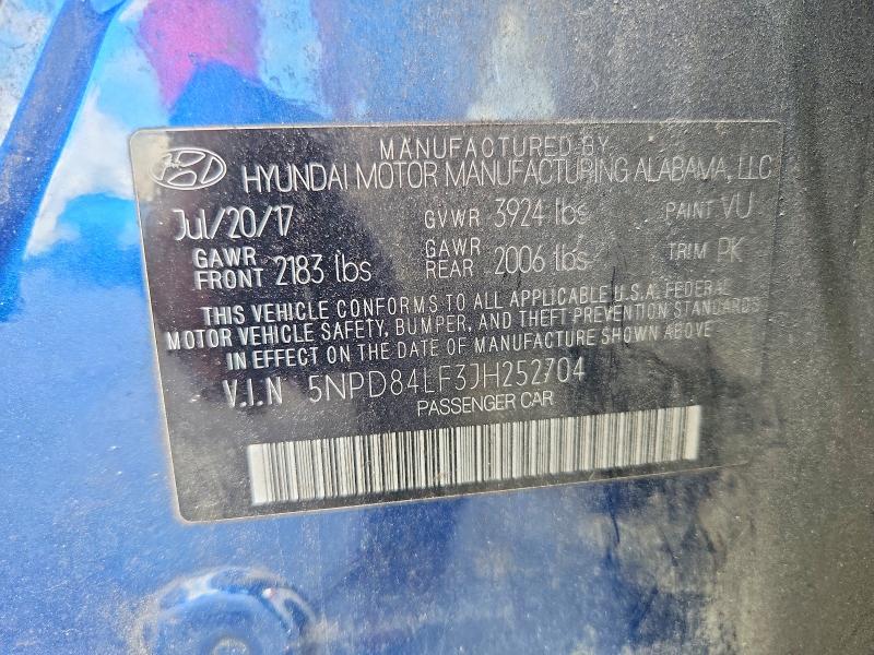 2018 Hyundai Elantra მანქანა იყიდება აუქციონზე, vin: 5NPD84LF3JH252704, აუქციონის ნომერი: 67615416