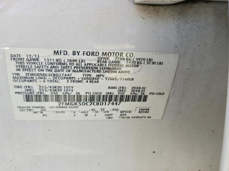 Продаж на аукціоні авто 2012 Ford Flex, vin: 2FMGK5DC2CBD17447, номер лоту: 70366716