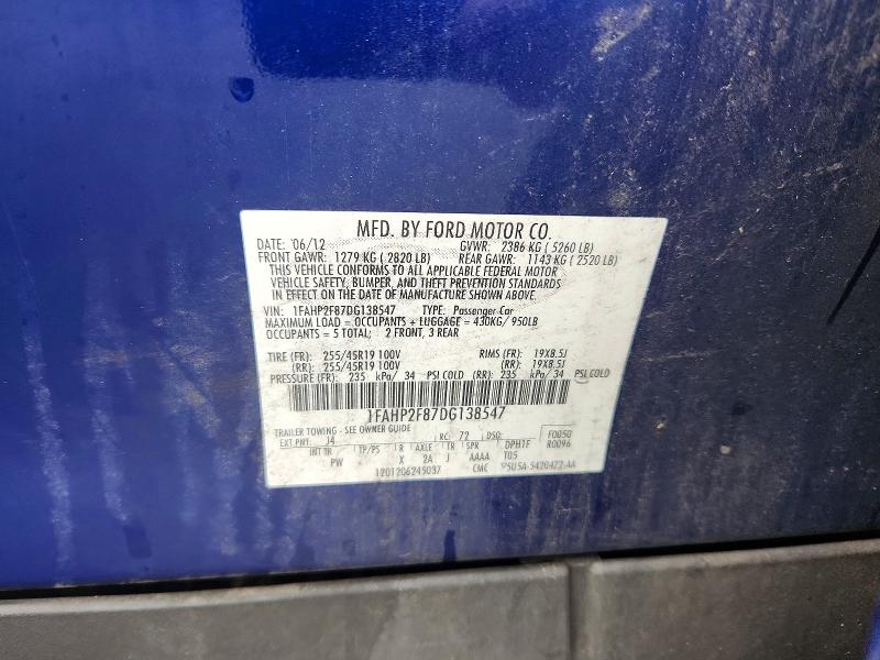 2013 Ford Taurus მანქანა იყიდება აუქციონზე, vin: 1FAHP2F87DG138547, აუქციონის ნომერი: 69901976