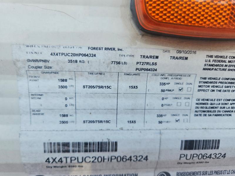 Aukcja sprzedaży 2017 Foresriver Puma, vin: 4X4TPUC20HP064324, numer aukcji: 68621166