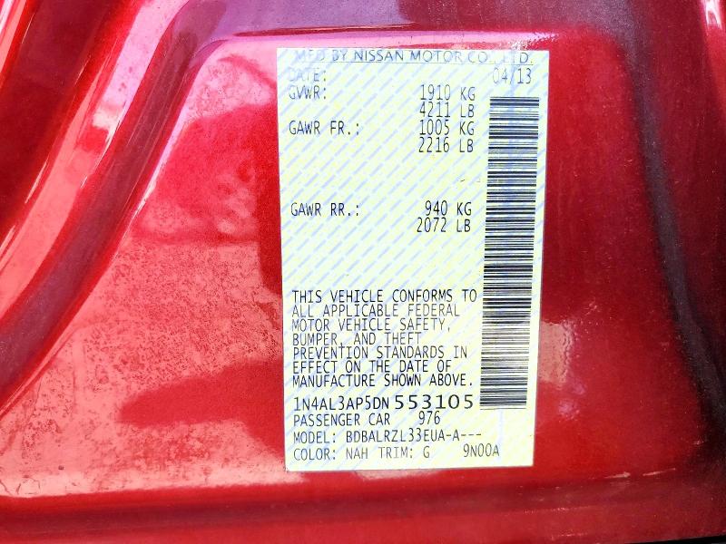 68321666 :رقم المزاد ، 1N4AL3AP5DN553105 vin ، 2013 Nissan Altima مزاد بيع
