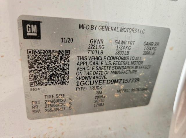 Продажа на аукционе авто 2021 Chevrolet Silverado, vin: 1GCUYEED9MZ157739, номер лота: 69656876