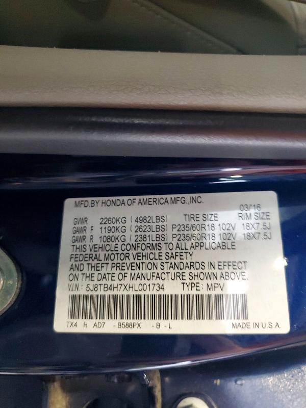 Aukcja sprzedaży 2017 Acura Rdx, vin: 5J8TB4H7XHL001734, numer aukcji: 69336666
