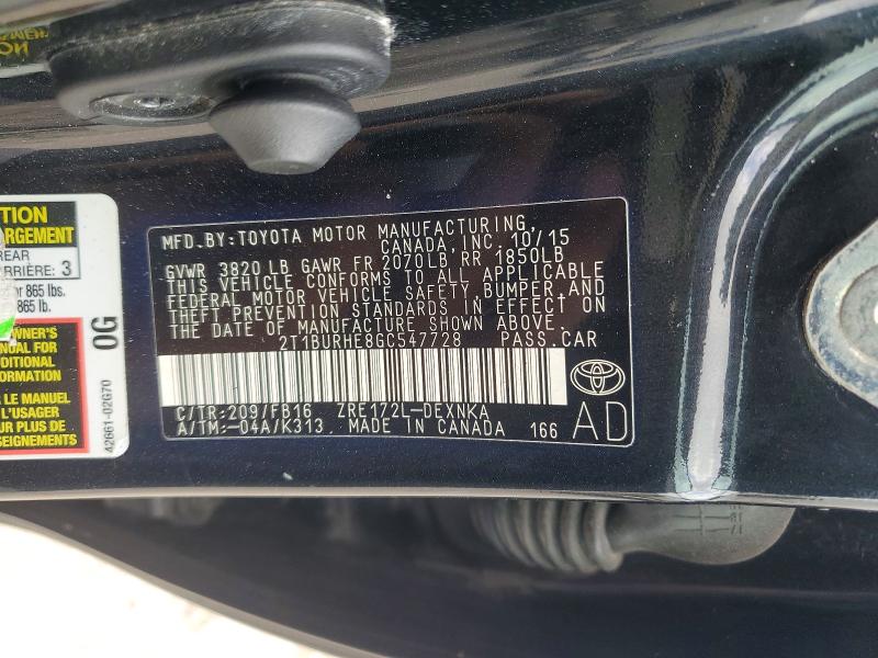Продаж на аукціоні авто 2016 Toyota Corolla, vin: 2T1BURHE8GC547728, номер лоту: 70442996