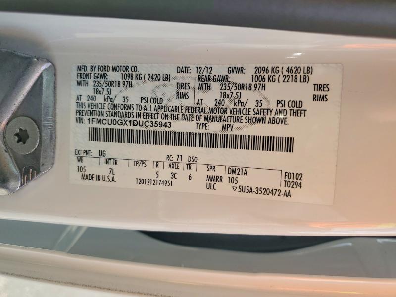 Aukcja sprzedaży 2013 Ford Escape, vin: 1FMCU0GX1DUC35943, numer aukcji: 65966816