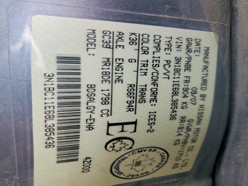 68262436 :رقم المزاد ، 3N1BC11E68L385436 vin ، 2008 Nissan Versa مزاد بيع