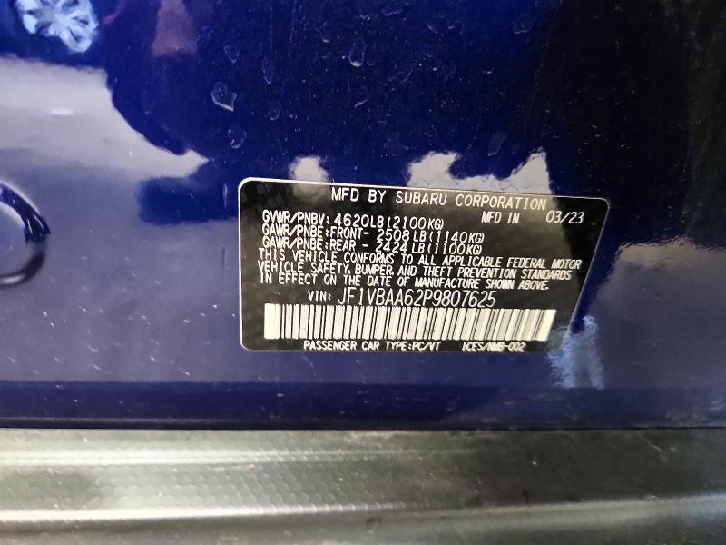 Aukcja sprzedaży 2023 Subaru Wr-x, vin: JF1VBAA62P9807625, numer aukcji: 68827716