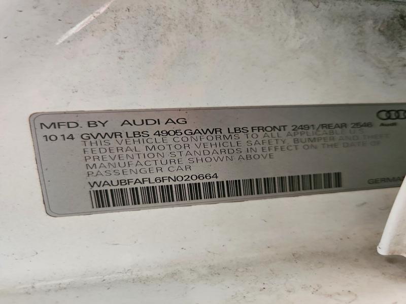 69584236 :رقم المزاد ، WAUBFAFL6FN020664 vin ، 2015 Audi A4 مزاد بيع