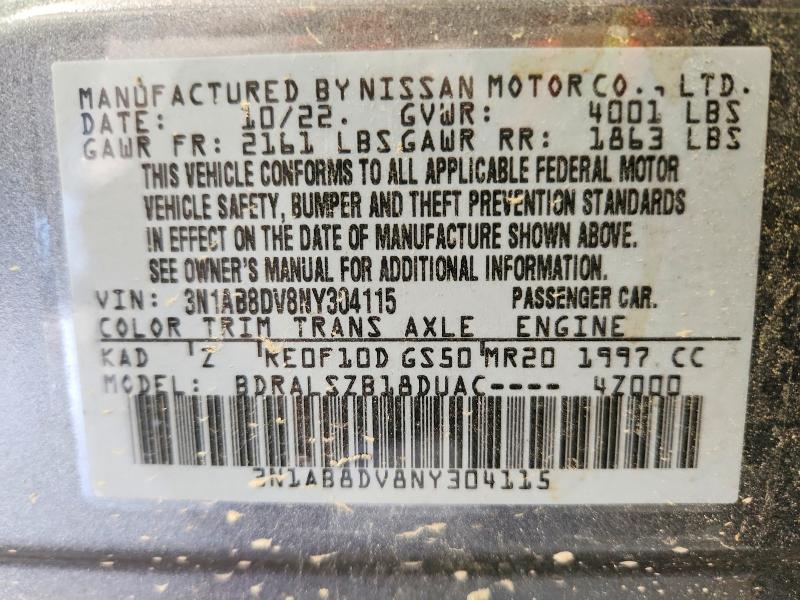 Продаж на аукціоні авто 2022 Nissan Sentra, vin: 3N1AB8DV8NY304115, номер лоту: 68351936