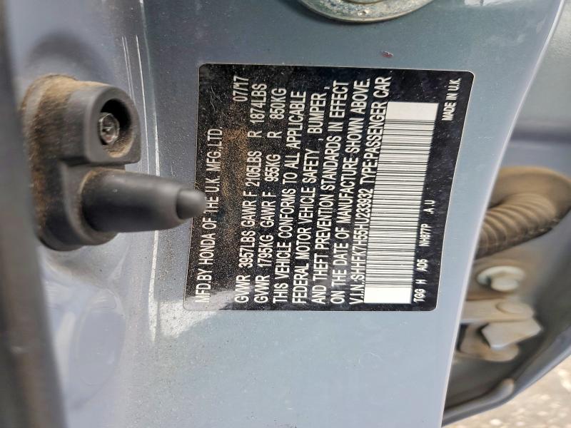 2017 Honda Civic მანქანა იყიდება აუქციონზე, vin: SHHFK7H55HU233932, აუქციონის ნომერი: 69168796