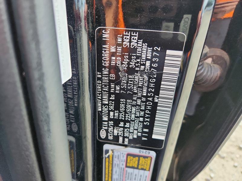 70727906 :رقم المزاد ، 5XYPHDA52HG276372 vin ، 2017 Kia Sorento مزاد بيع