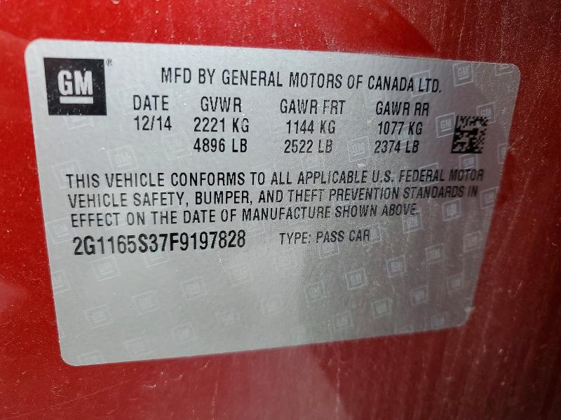 2015 Chevrolet Impala მანქანა იყიდება აუქციონზე, vin: 2G1165S37F9197828, აუქციონის ნომერი: 69102626