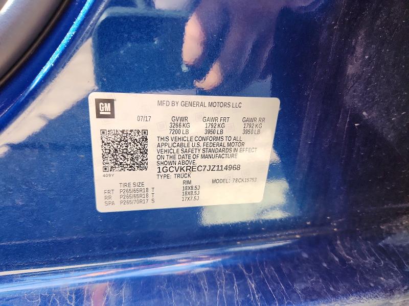 2018 Chevrolet Silverado მანქანა იყიდება აუქციონზე, vin: 1GCVKREC7JZ114968, აუქციონის ნომერი: 69676406