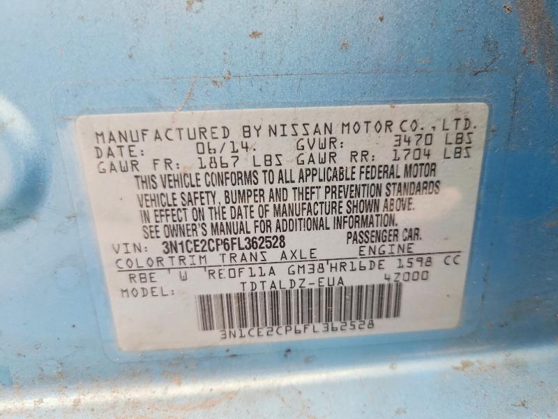 2015 Nissan Versa Note მანქანა იყიდება აუქციონზე, vin: 3N1CE2CP6FL362528, აუქციონის ნომერი: 69674996